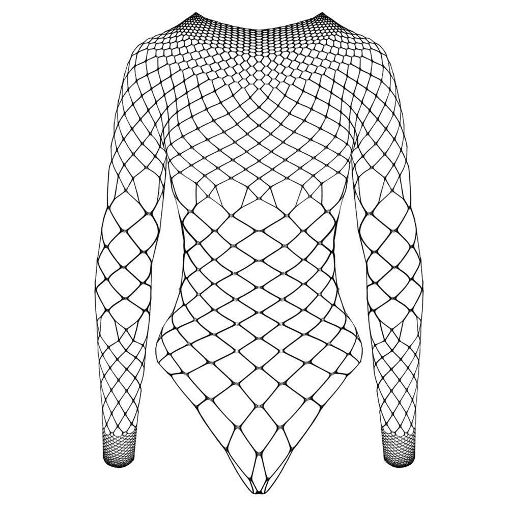 Cottelli Net thong black body with long sleeves Δευτερεύουσα εικόνα προϊόντος