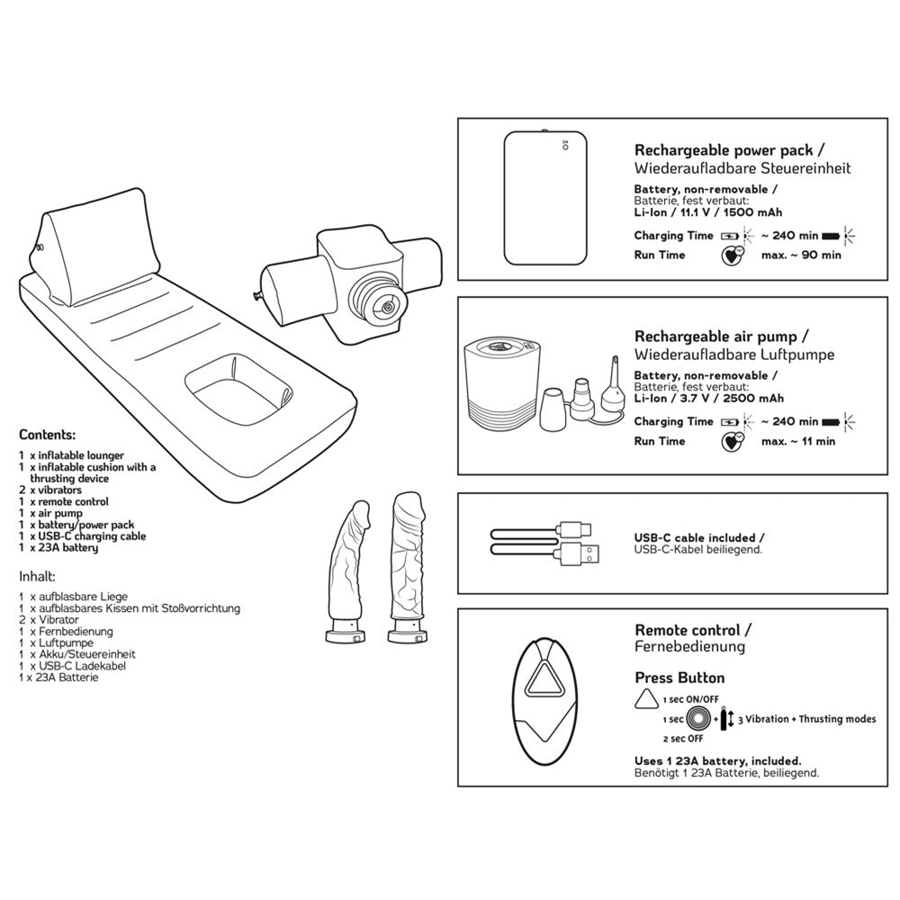 Inflatable velvet luxury bed with a sex machine - image 3