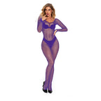Alluring Blue Fishnet Bodysuit with Long Sleeves O/S