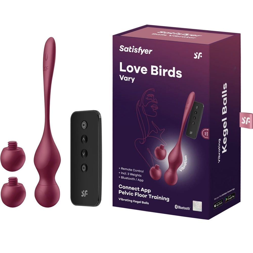 Satisfyer Love Birds Vary Connect App Kegel Balls RED