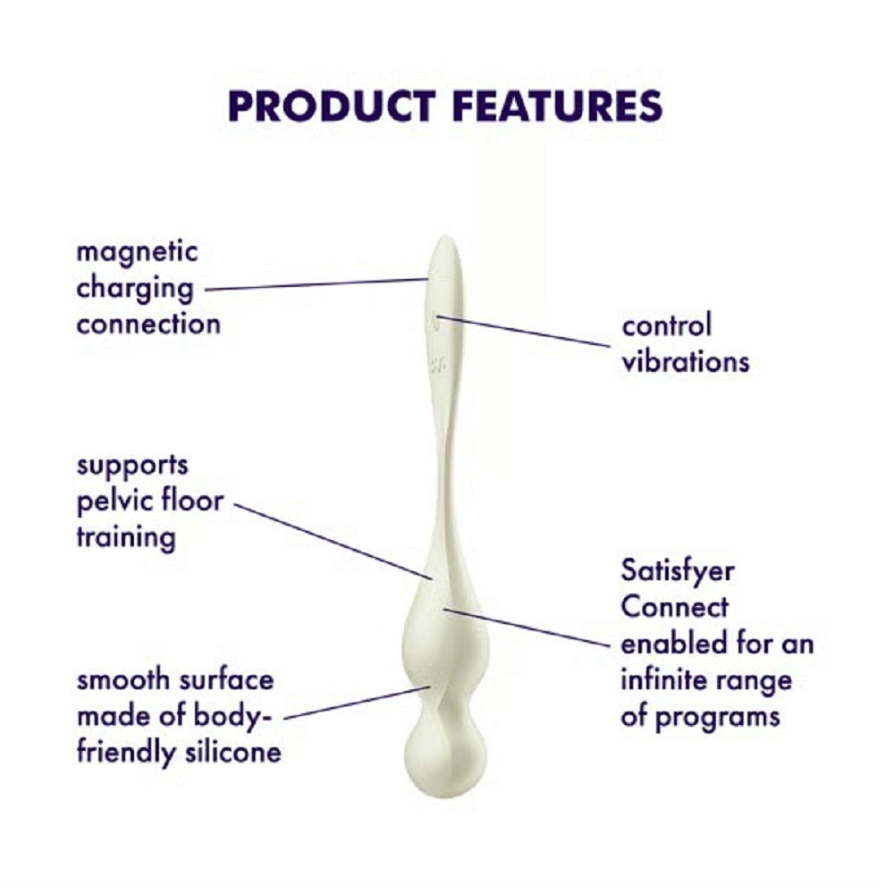 Satisfyer Love Birds 1 Connect App Kegel Balls WHITE