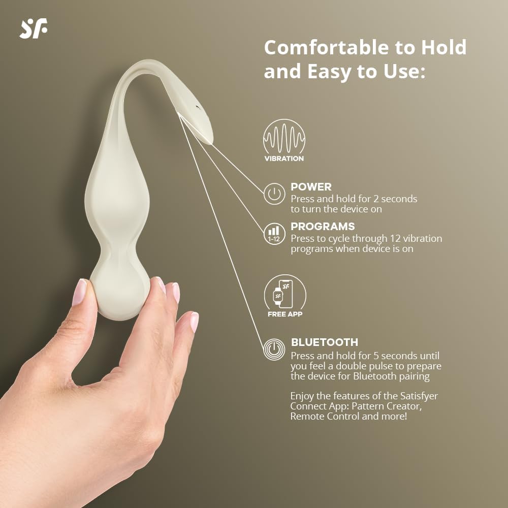 Satisfyer Love Birds 1 Connect App Kegel Balls WHITE