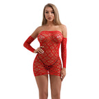 BLACK Fishnet Bodycon Mini Dress O/S