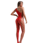Red Fishnet and Lace Bodystocking O/S - image 3