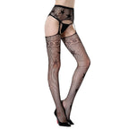 Black Garter Stockings with Star Pattern O/S - image 3