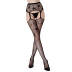 Black Garter Stockings with Star Pattern O/S - image 2