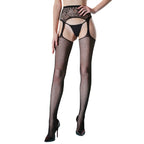 Black Lace Fishnet Garter Stockings O/S - image 5