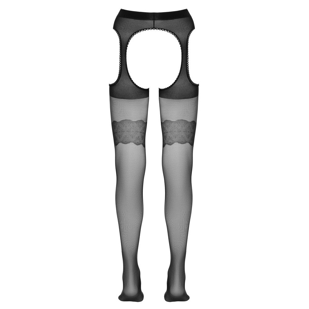 Crotchless black tights with sewn on garters - image 3