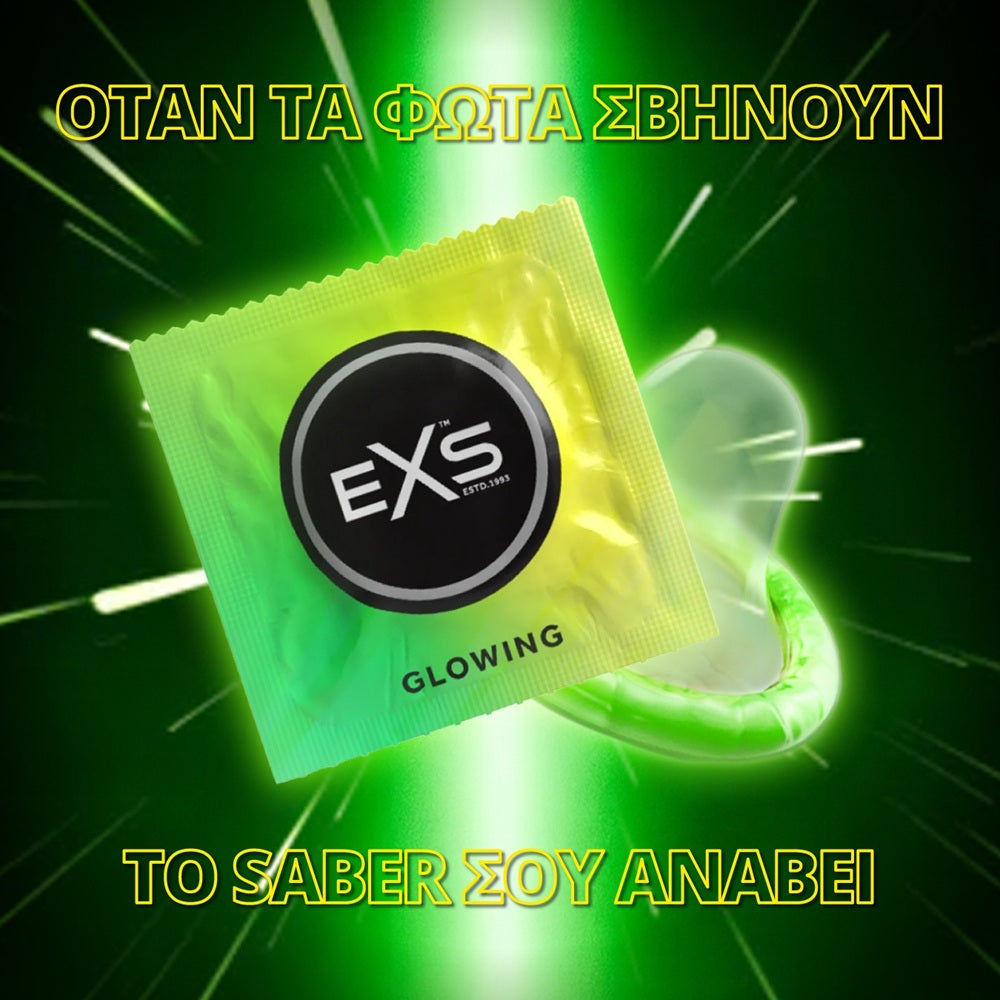 EXS Glow in The Dark Condoms 3 Pack Κύρια εικόνα προϊόντος