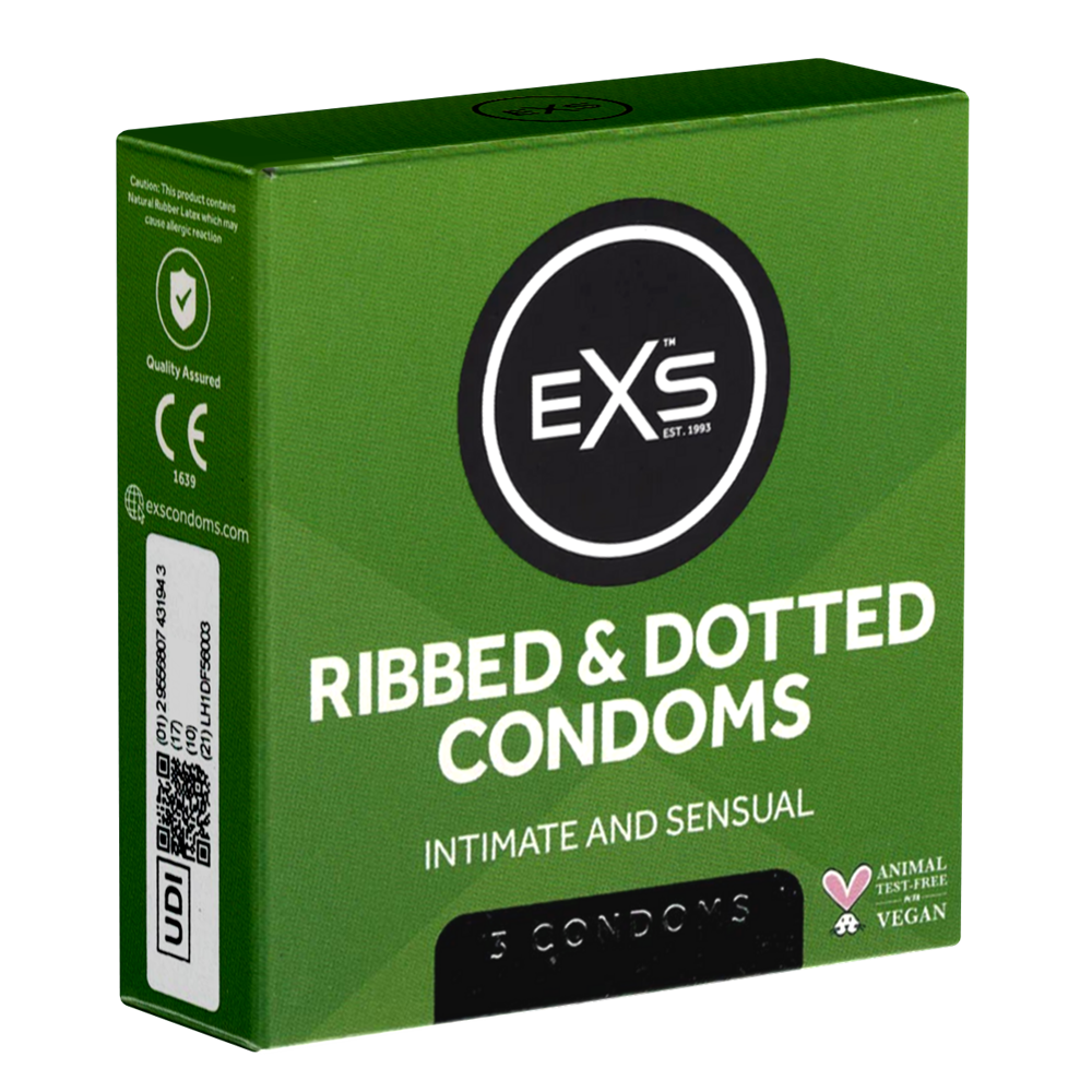 EXS Ribbed & Dotted condoms 3 Pack Δευτερεύουσα εικόνα προϊόντος