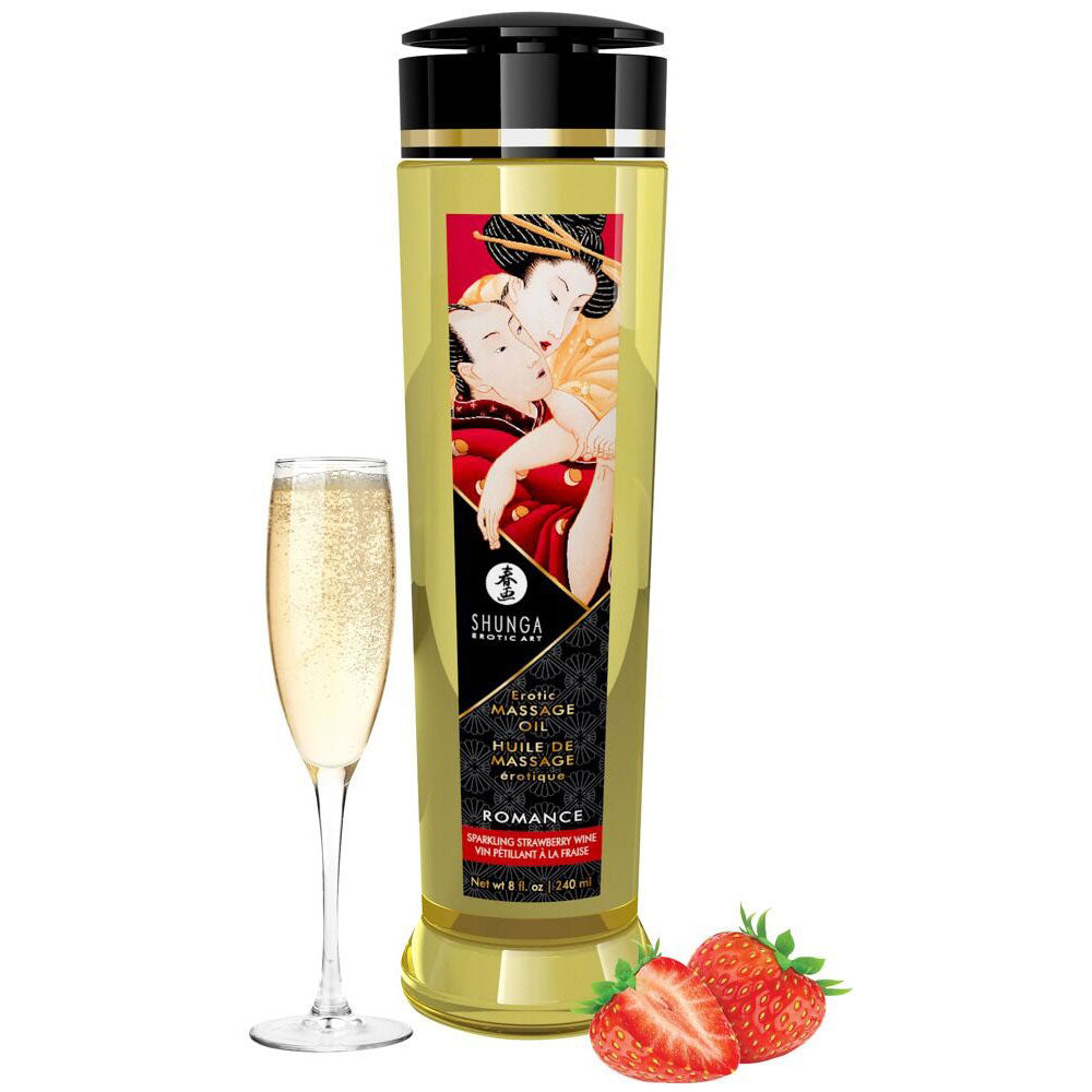 Shunga Romance Sparkling Strawberry Wine Massage Oil 240ml Κύρια εικόνα προϊόντος