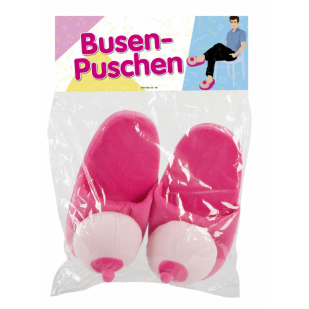 Pink Plush Boobs Slippers