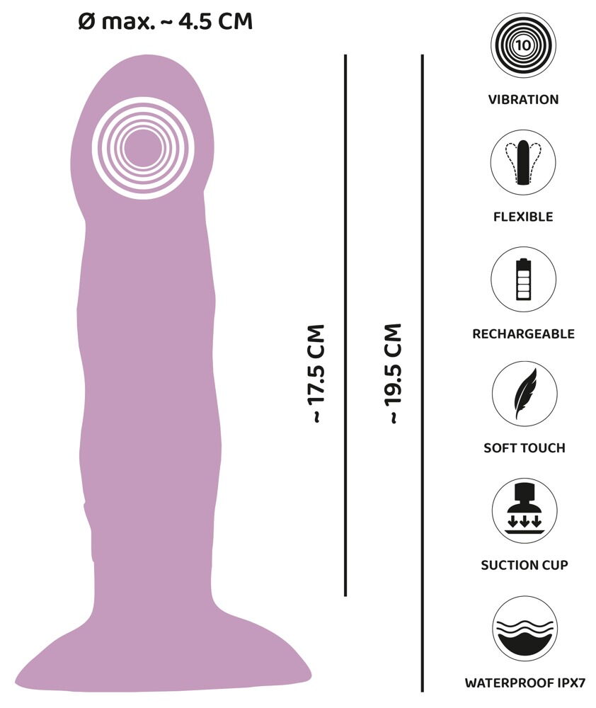 Heart Guy Purple Silicone Dildo Vibrator