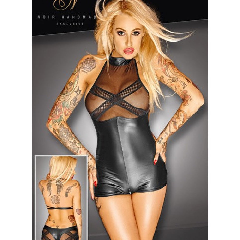 Noir Wetlook Body with Zip Opening