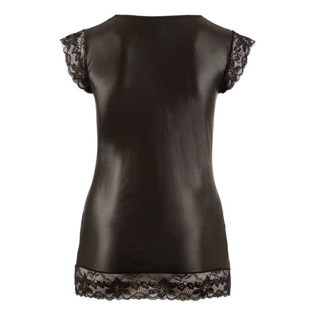 Plus Size Wetlook Mini Dress with Low Cut Δευτερεύουσα εικόνα προϊόντος