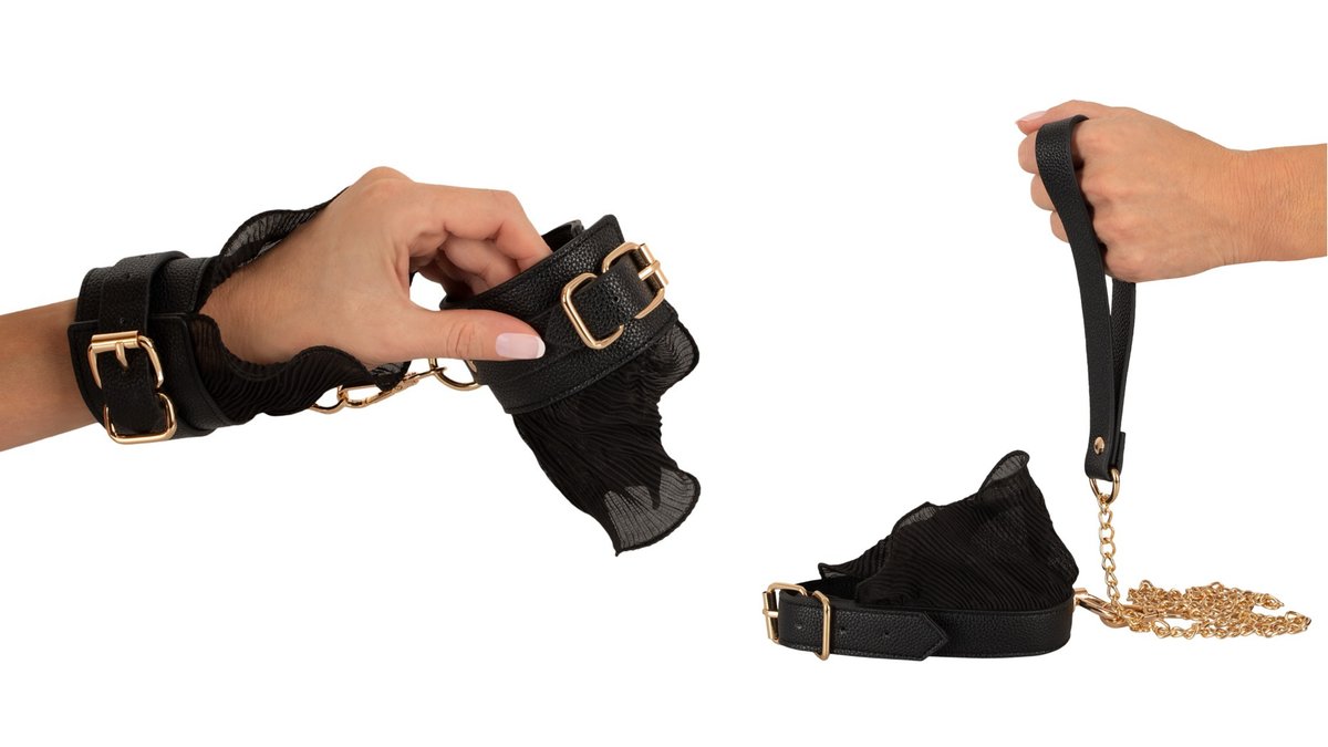 Bad Kitty Bondage Set – Περιλαίμιο με λουρί & χειροπέδες-4024144198061