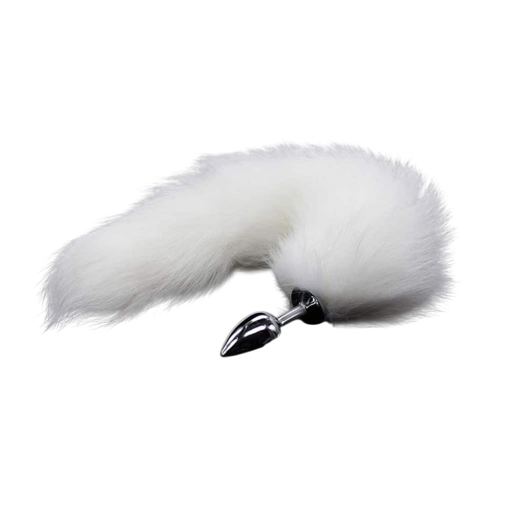 White Fox Tail Metal Butt Plug Medium Κύρια εικόνα προϊόντος