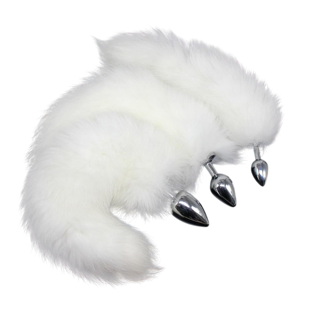 White Fox Tail Metal Butt Plug Medium Δευτερεύουσα εικόνα προϊόντος