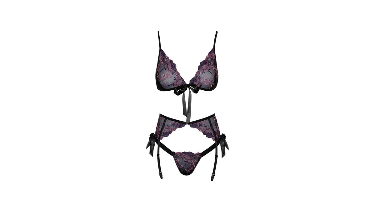 Wireless Bra, Ζαρτιέρα & String με Floral Κέντημα  | Kissable-22143691111