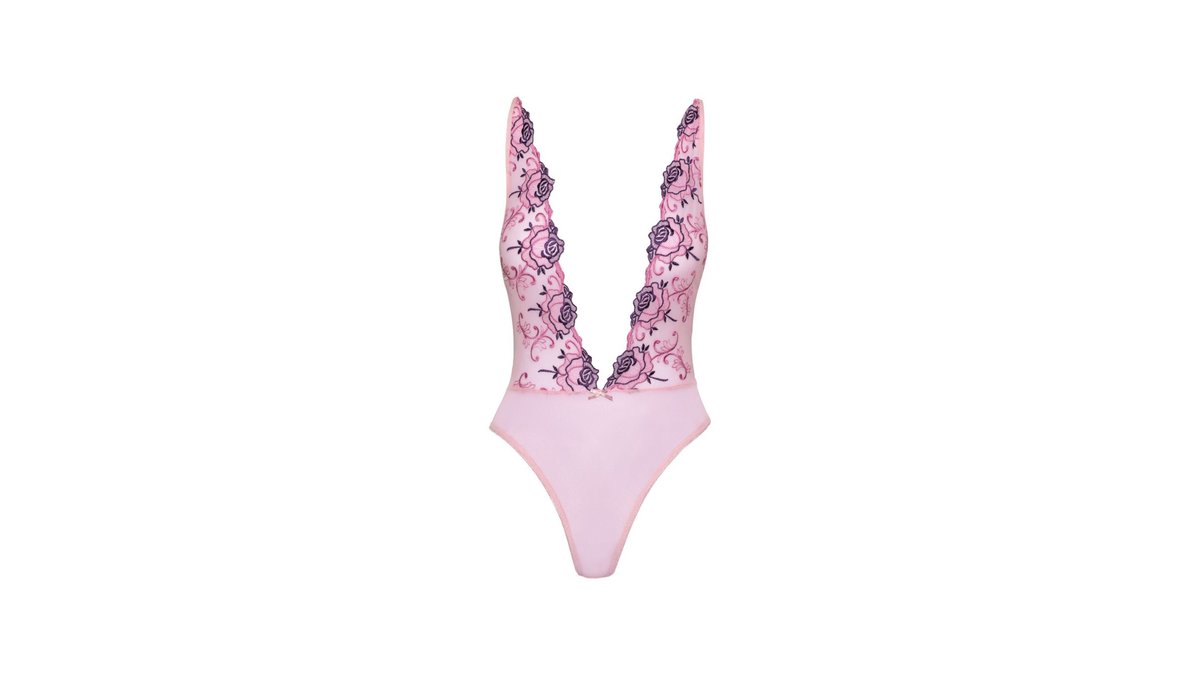 Ροζ Body από Powernet με Floral Κέντημα | Kissable-26432863111