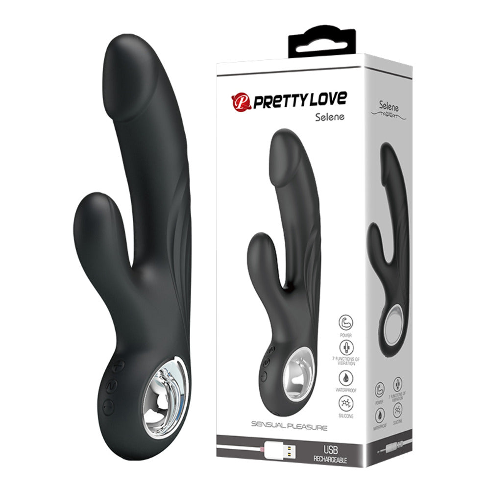 Pretty Love Selene Black Silicone Dildo Rabbit vibrator Δευτερεύουσα εικόνα προϊόντος