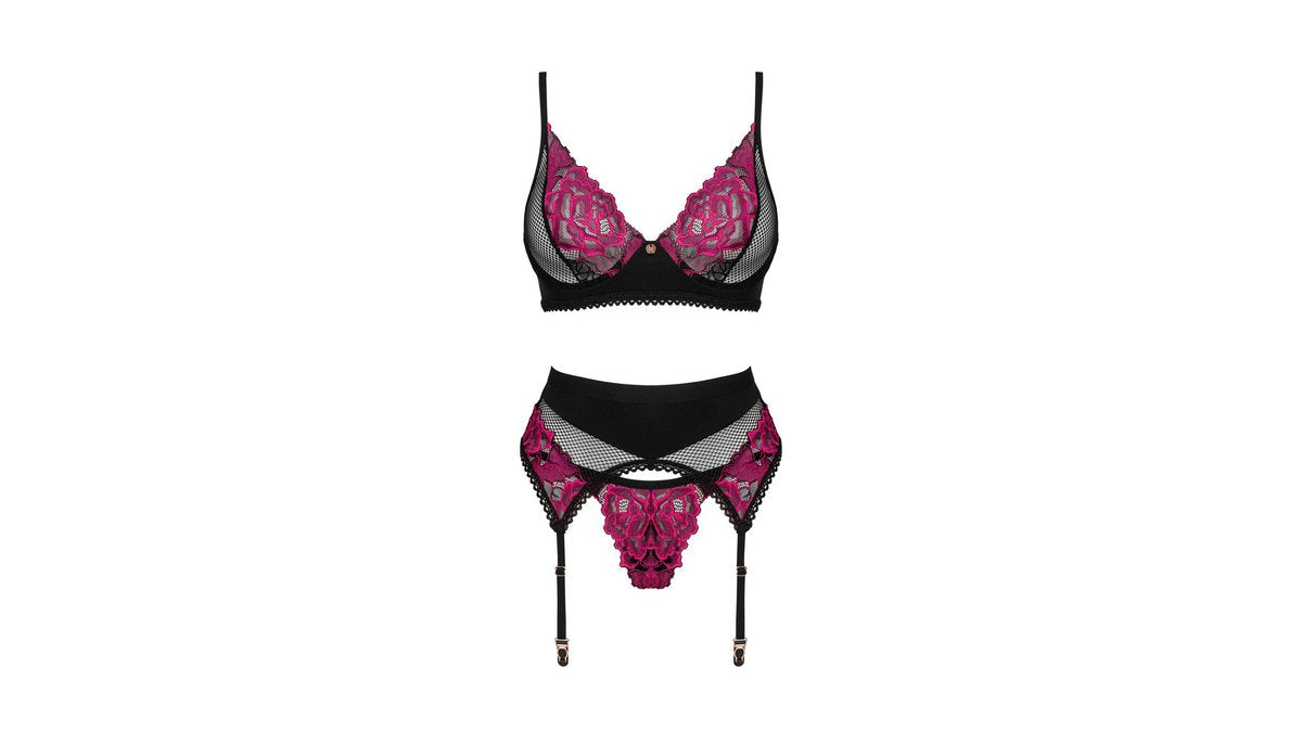 Sexy γυναικείο set σε κόκκινο/μαύρο χρώμα - OBSESSIVE ROSENTY