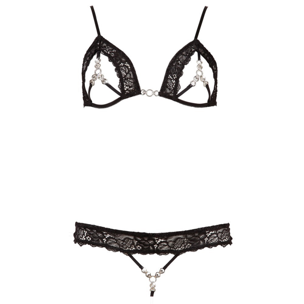 Lace Bra Set with Rhinestones