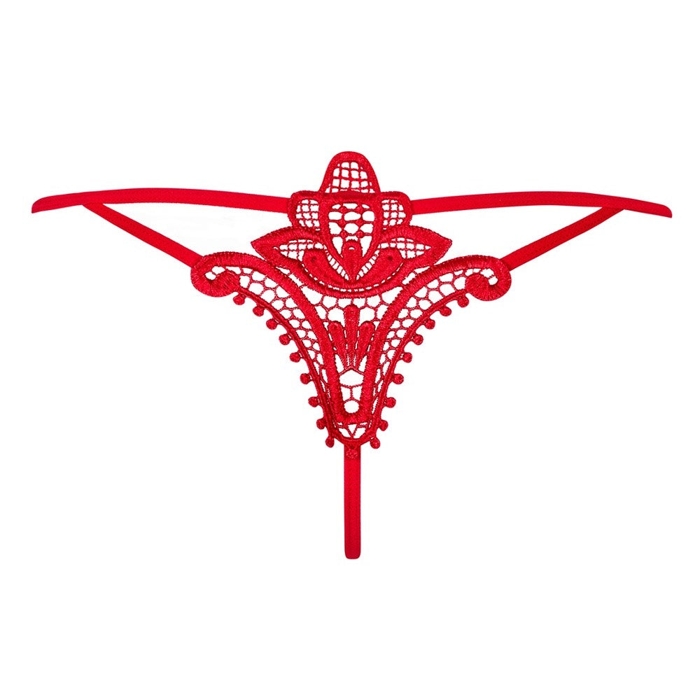 Obsessive Luiza String with Embroidery back Red Κύρια εικόνα προϊόντος