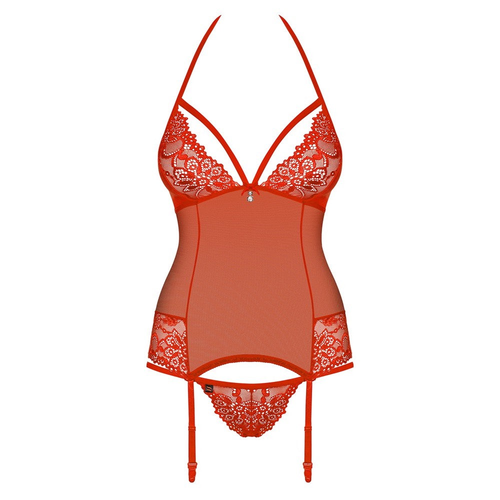 Obsessive Charming Red Basque with String Κύρια εικόνα προϊόντος