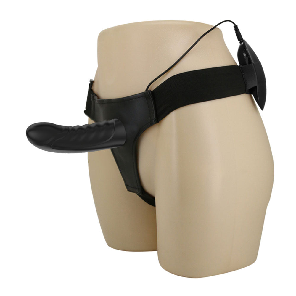 Strap-on harness Marvin with vibration silicone black dildo 16cm Δευτερεύουσα εικόνα προϊόντος