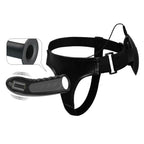 Strap-on harness Marvin with vibration silicone black dildo 16cm