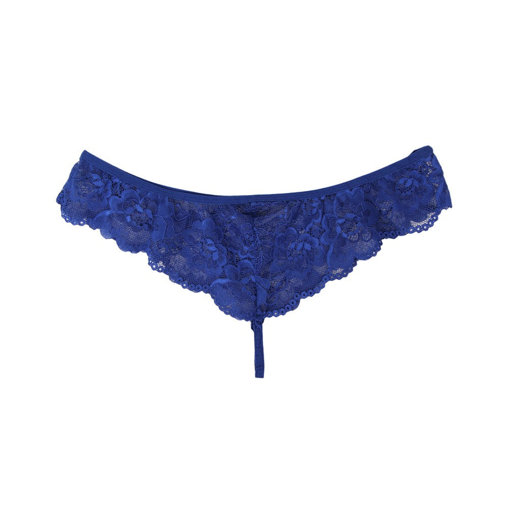 Plus Size Sophisticated Mesh Chemise with String Blue