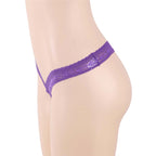 Plus Size Low-Rise Lace String Purple - image 7