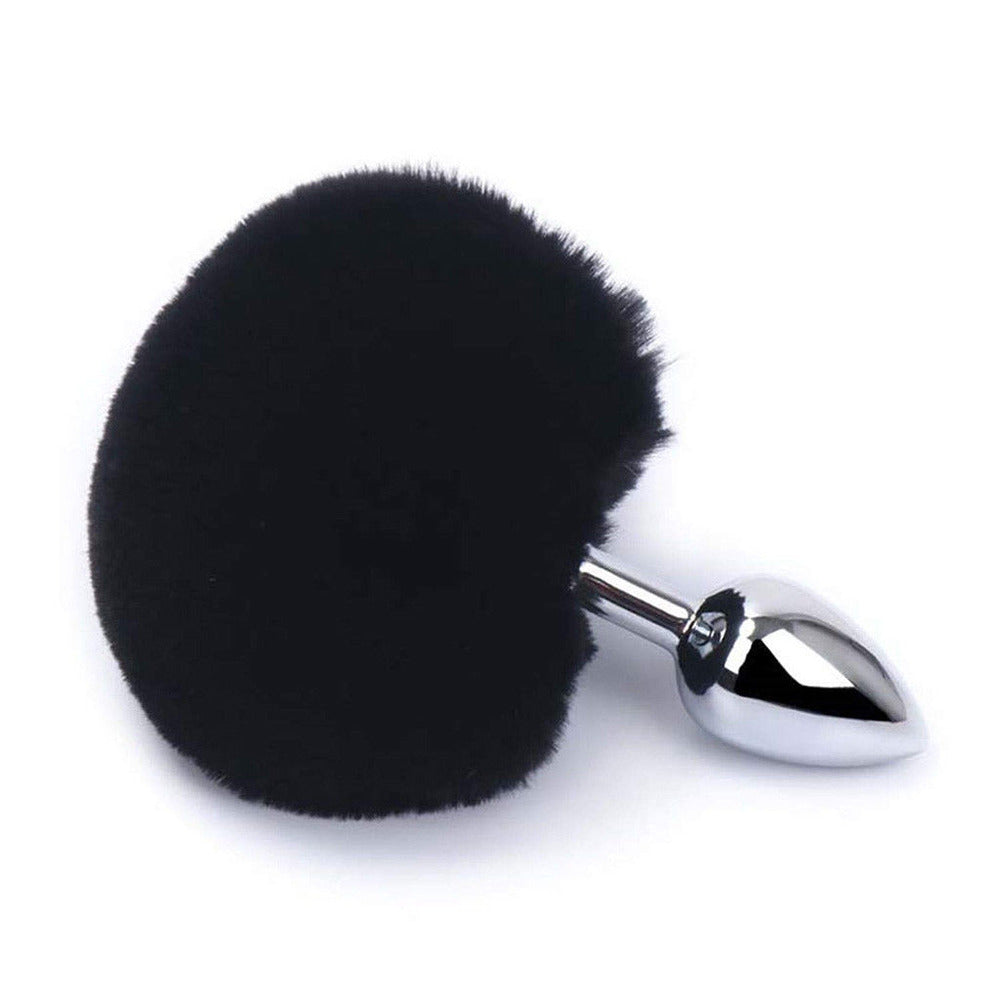 Small Aluminium butt Plug with black Bunny synthetic Tail - image 2