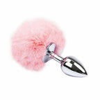Small Aluminium butt Plug with Pink Bunny synthetic Tail