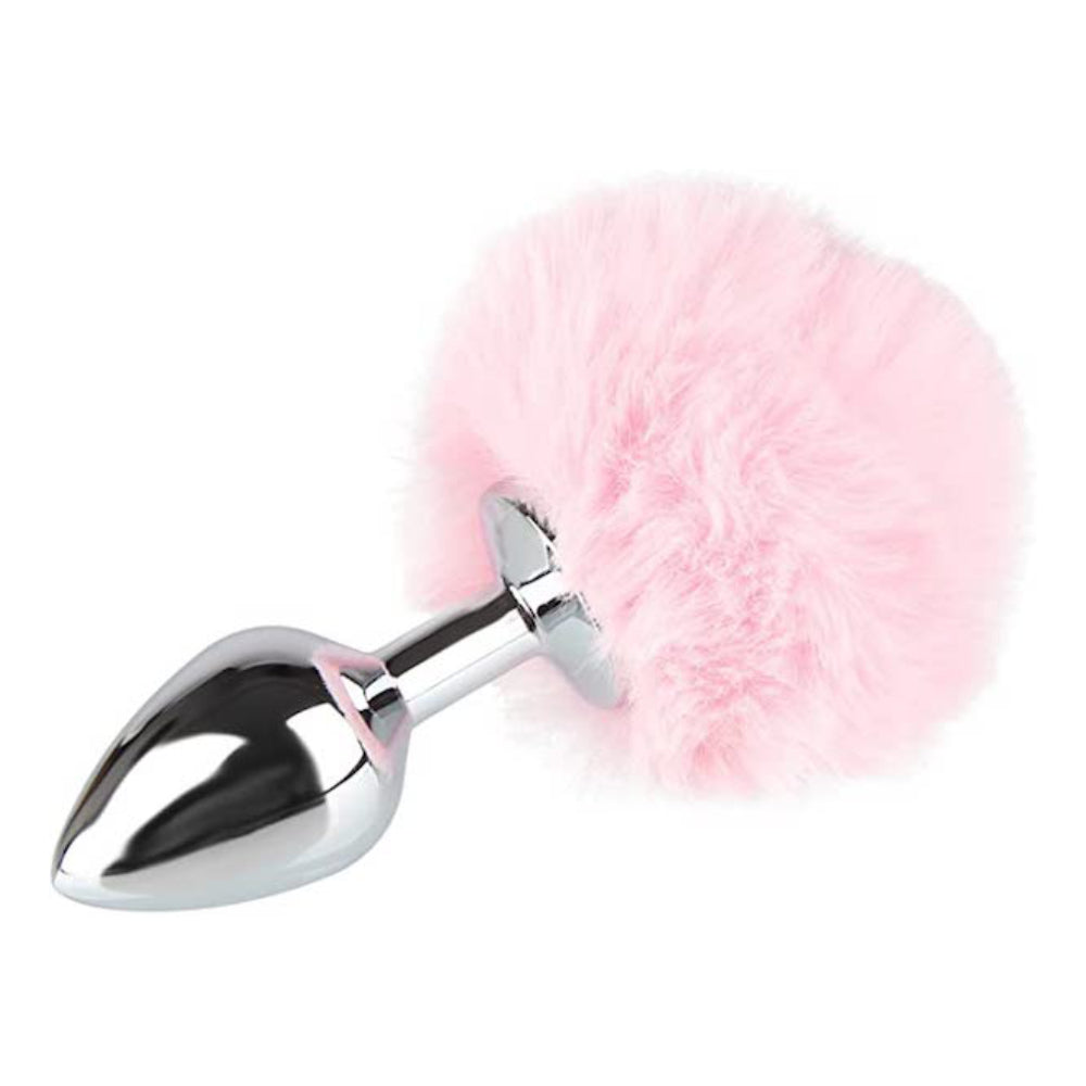 Small Aluminium butt Plug with Pink Bunny synthetic Tail Δευτερεύουσα εικόνα προϊόντος