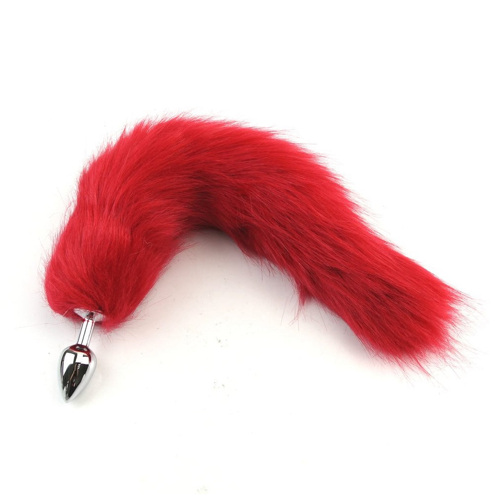 Small size aluminium Anal Plug Red Fox tail - image 5