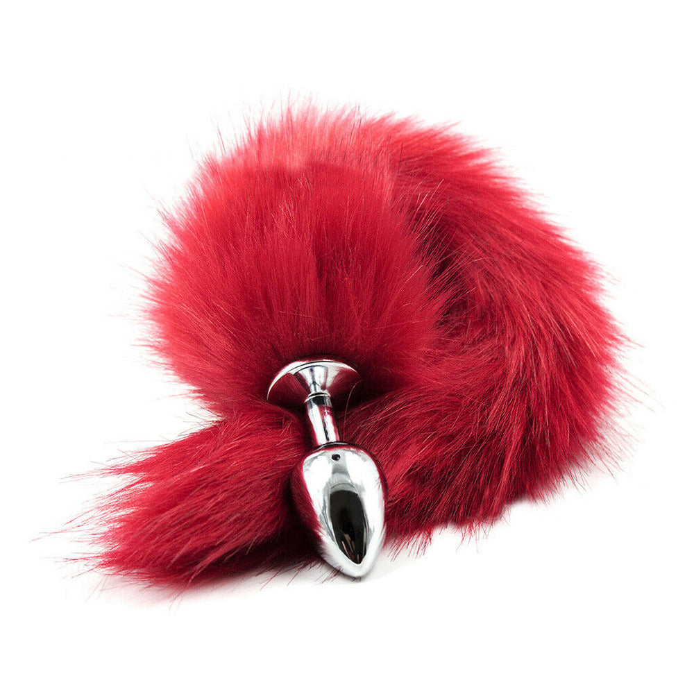 Small size aluminium Anal Plug Red Fox tail - image 2
