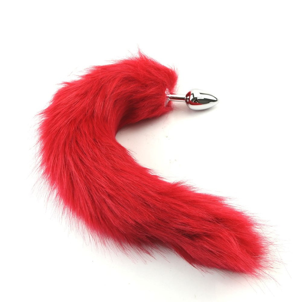 Small size aluminium Anal Plug Red Fox tail - image 8