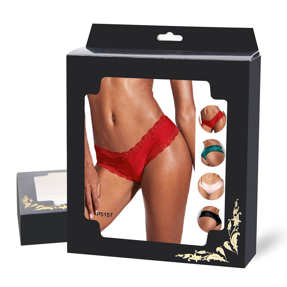 Plus Size Thong with Lace Hem Black - image 4