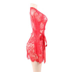 Floral Lace Kimono with String Red - image 4