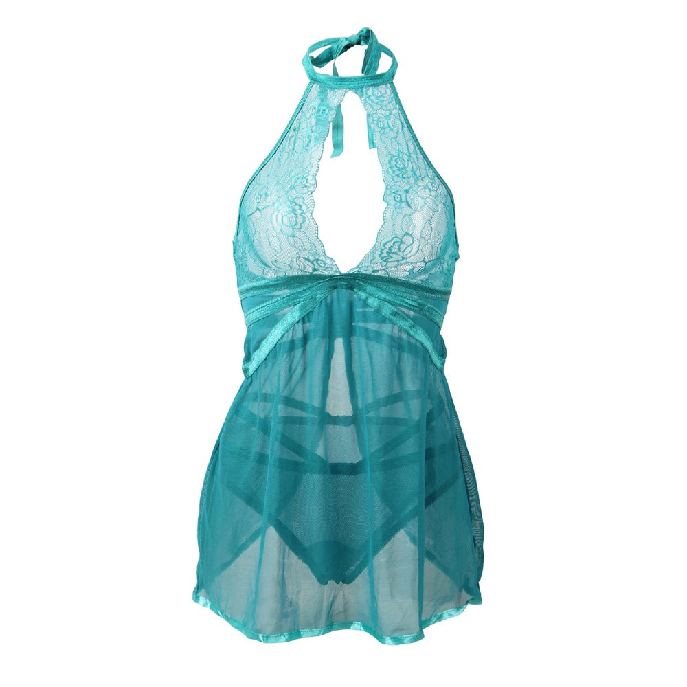 Plus Size Sensual Green Babydoll with Thong Κύρια εικόνα προϊόντος