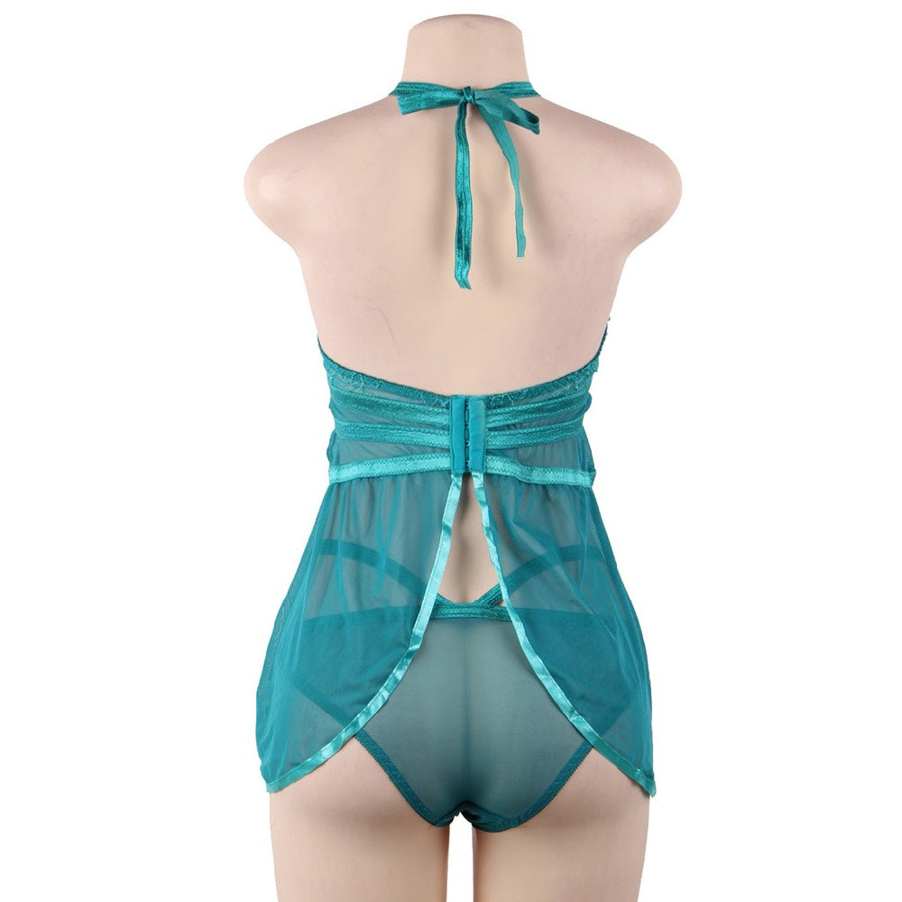 Plus Size Sensual Green Babydoll with Thong - image 8