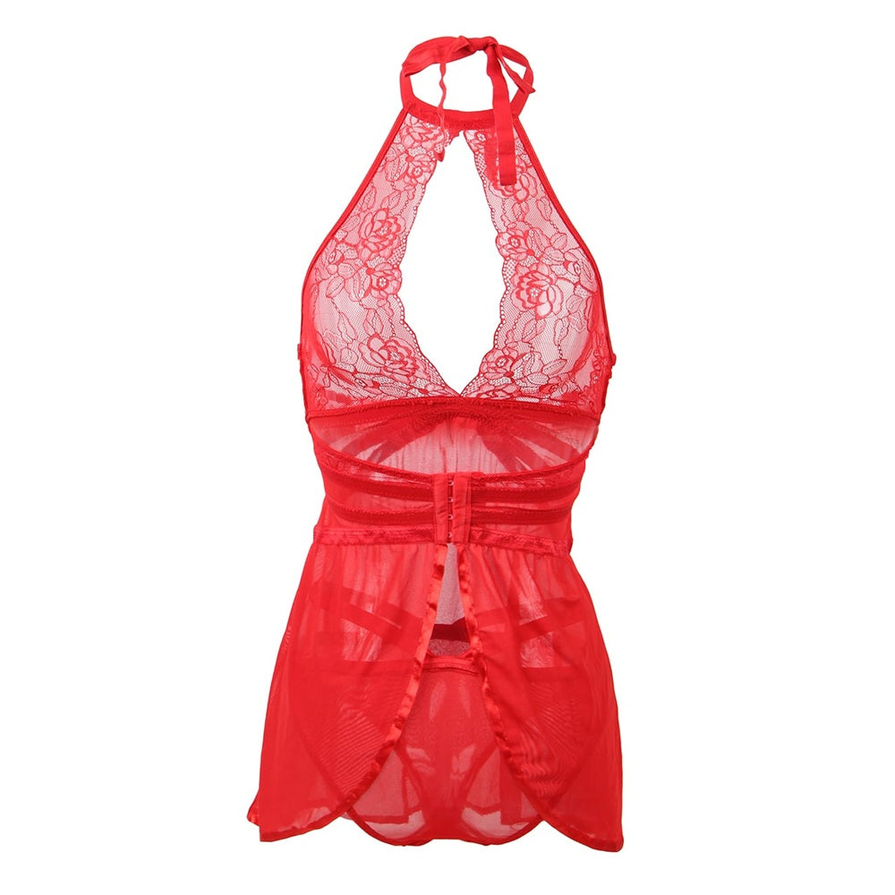 Hot Red Flyaway Chemise with Thong
