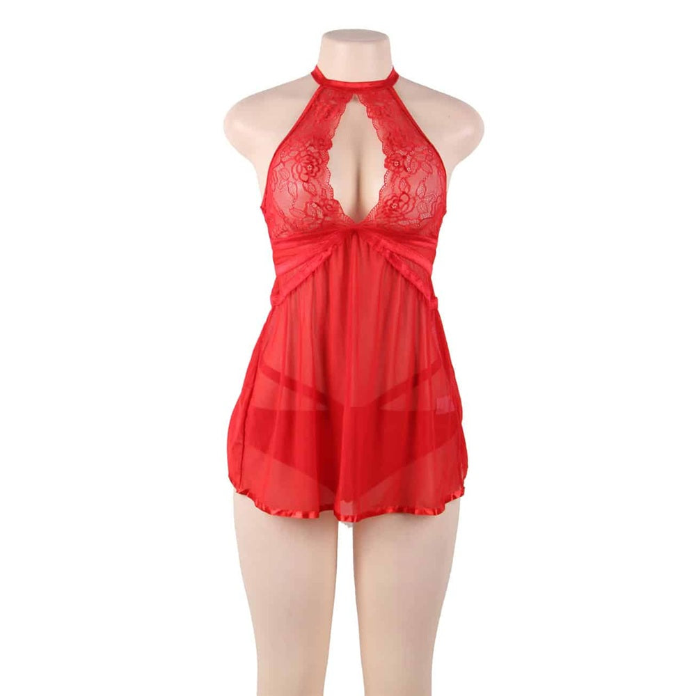 Hot Red Flyaway Chemise with Thong - image 3