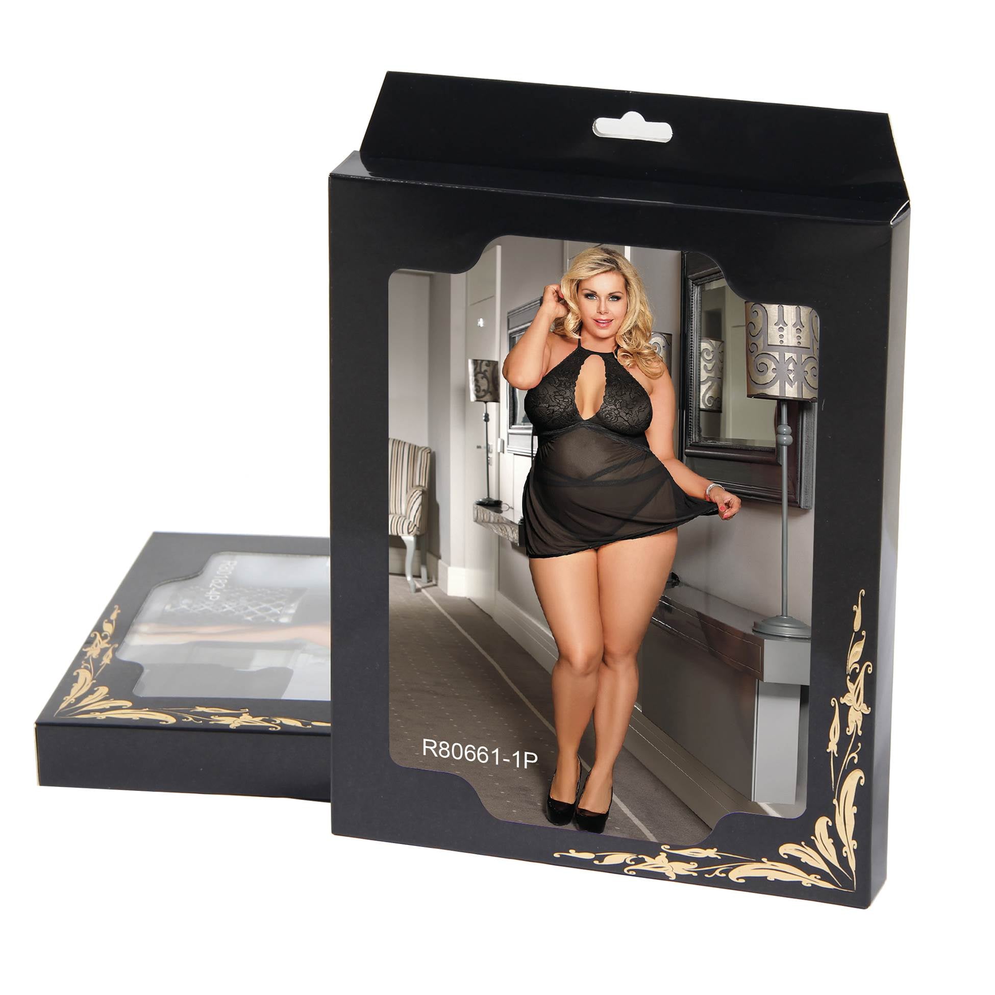 Plus Size Adore Me Black Chemise with Thong - image 4