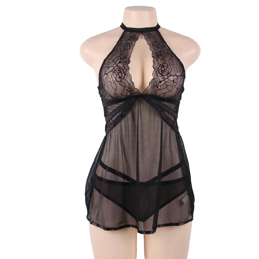 Plus Size Adore Me Black Chemise with Thong - image 7