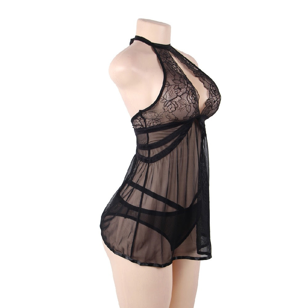 Plus Size Adore Me Black Chemise with Thong - image 6