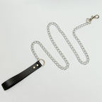 Heavy duty Black leather Collar with metallic Leash - image 8