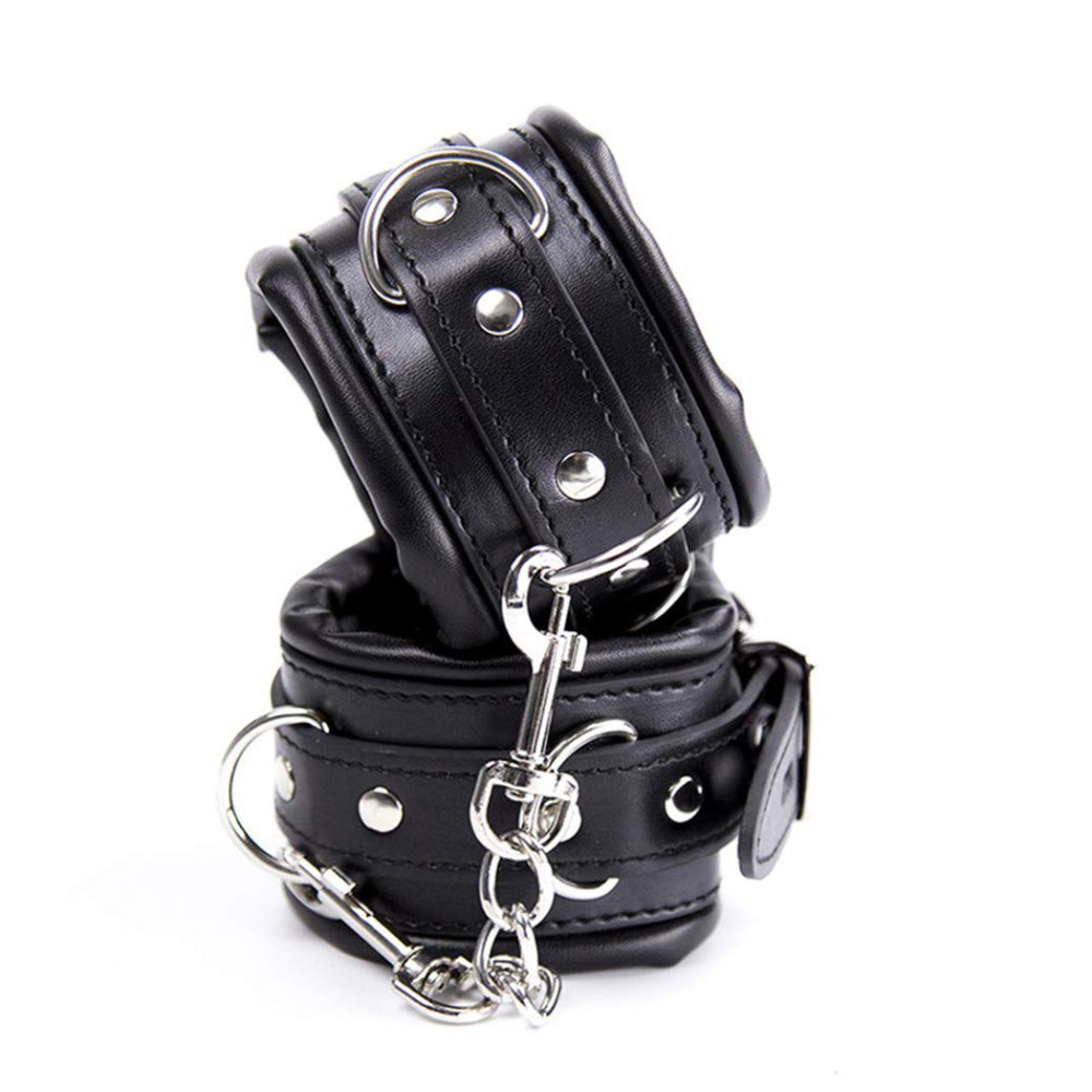 Adjustable soft leather Wrist Black cuffs - image 4
